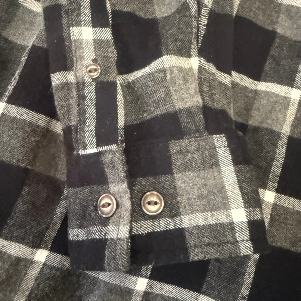 Weatherproof Vintage Mens XXL Plaid Flannel Shirt Black Gray Button Up Long Slv. - Picture 8 of 11